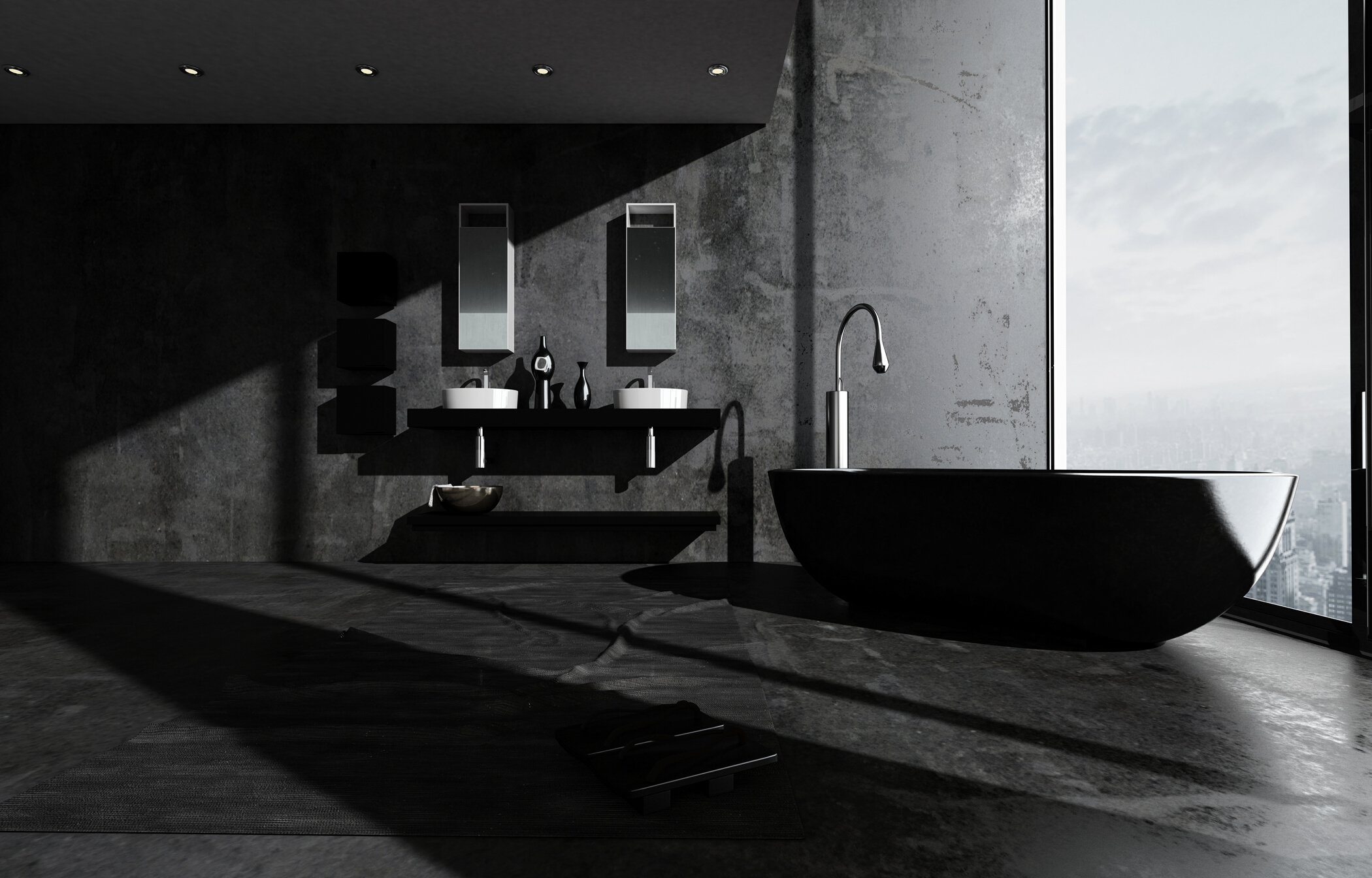 Dark Modern Luxury Bathroom Interior